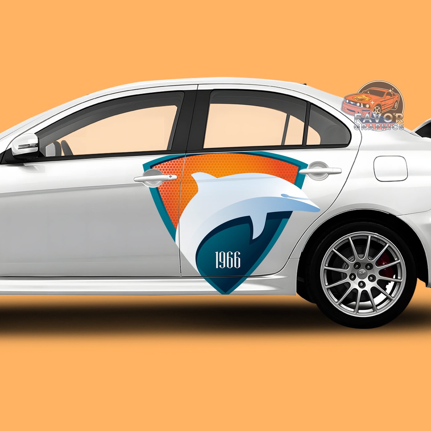 Miami Dolphins Itasha Car Side Door Decal Vinyl Sticker