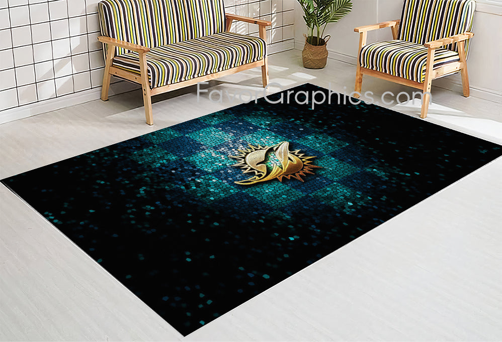 Miami Dolphins Home Bedroom Decor Rug Carpet Mat