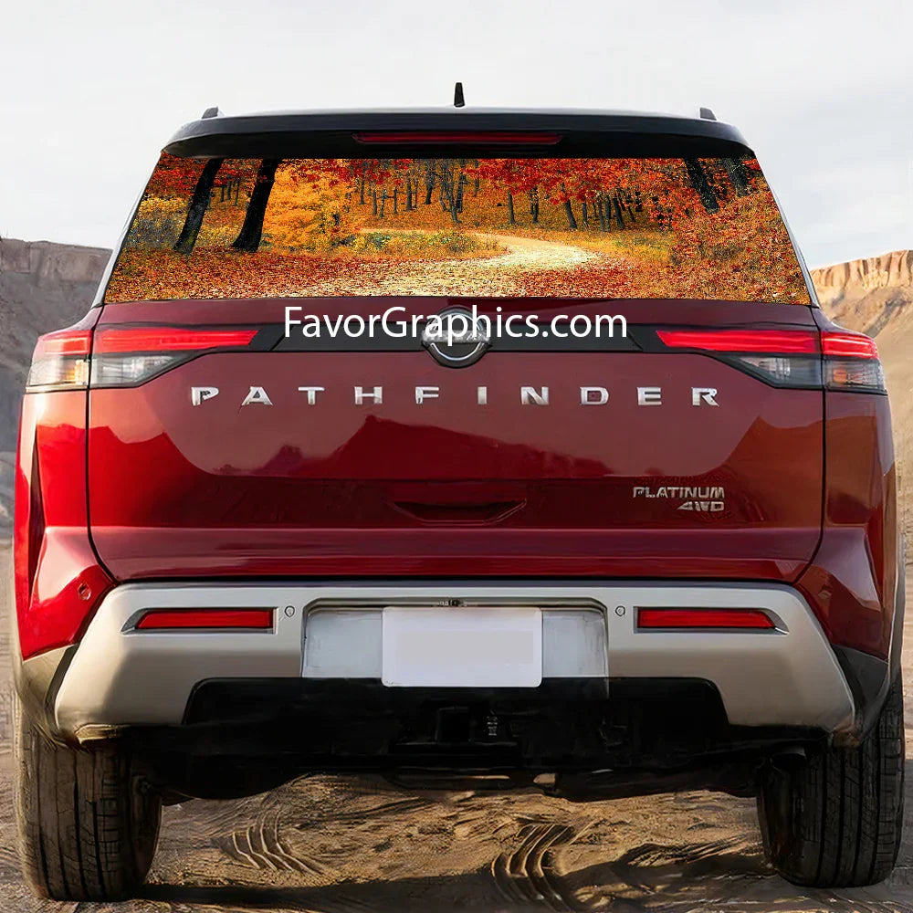Autumn Forest Rear Window Perforated Graphic Vinyl Decal Car Truck UTV