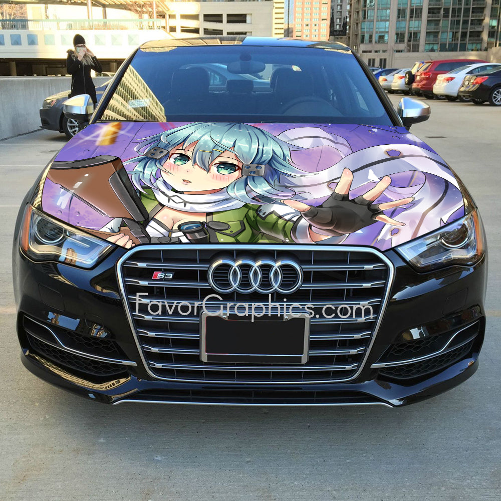 Sinon Sword Art Online Itasha Car Vinyl Hood Wrap Decal Sticker