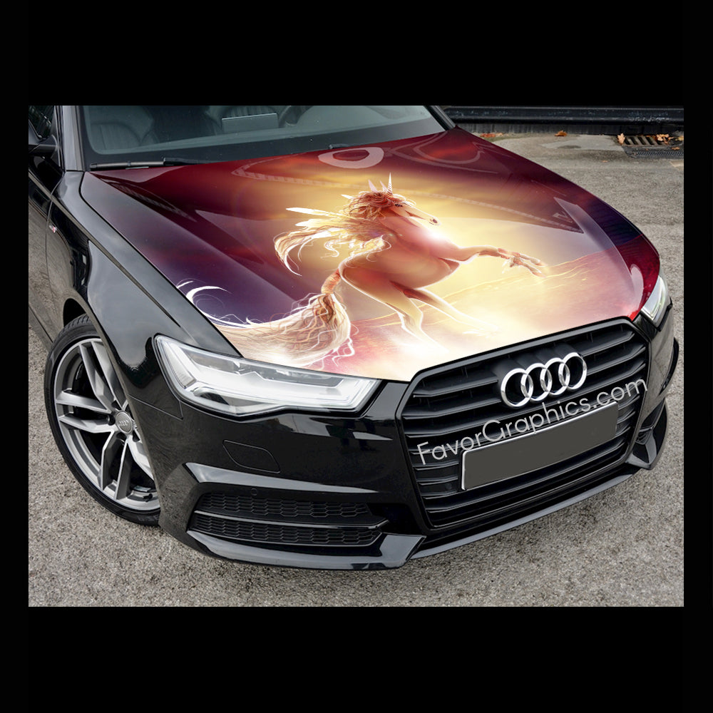 Unicorn Itasha Car Vinyl Hood Wrap Decal Sticker