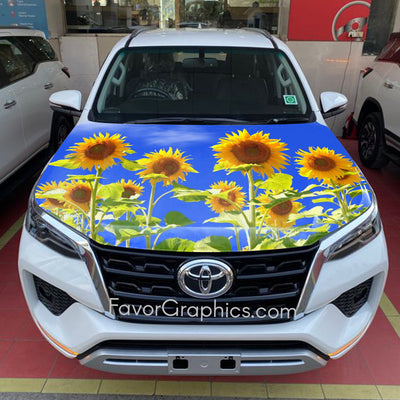 Sunflower Itasha Car Vinyl Hood Wrap Decal Sticker