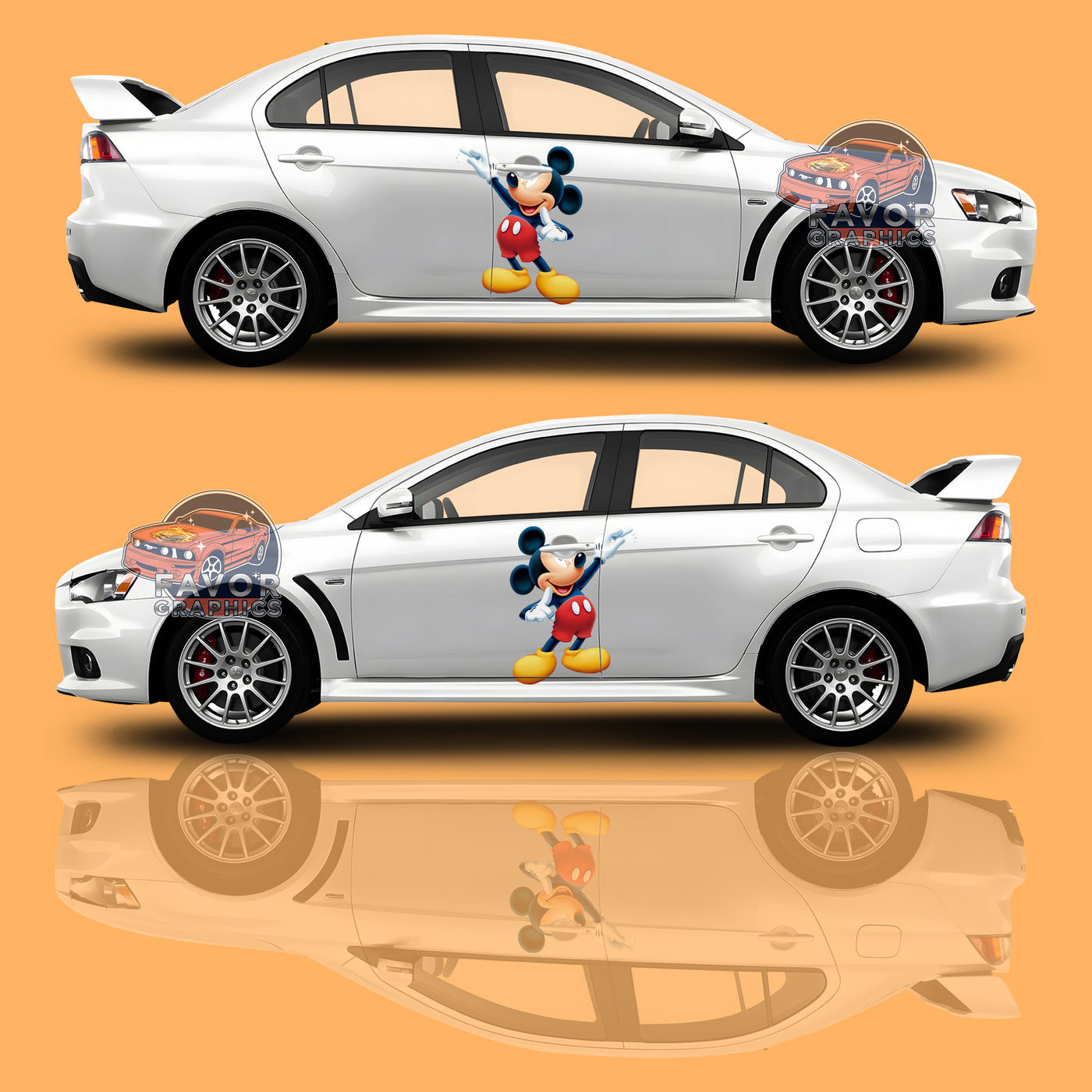 Mickey Mouse Itasha Car Side Door Decal Vinyl Sticker