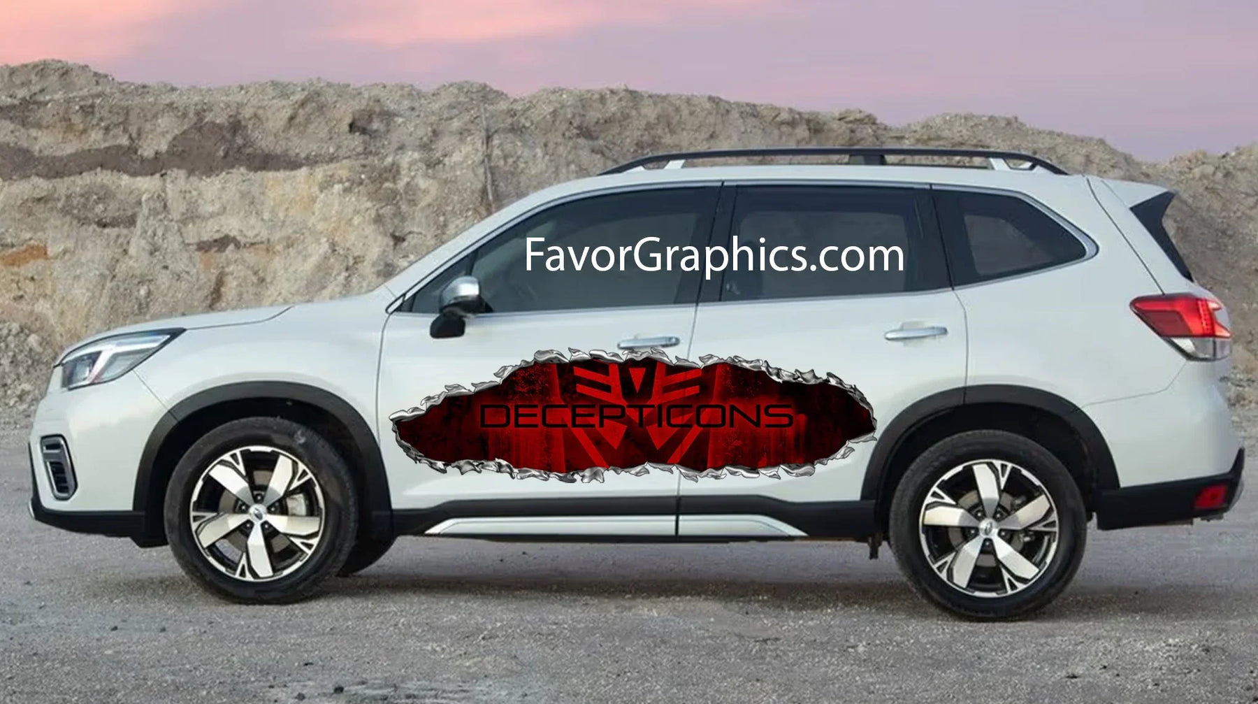 Rip Car Sticker Decepticon Ripped Metal Car Side Vinyl Wrap Decal Sticker – Favor Graphics