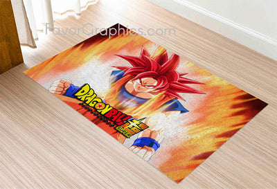 Goku Super Saiyan God Home Bedroom Decor Rug Carpet Mat