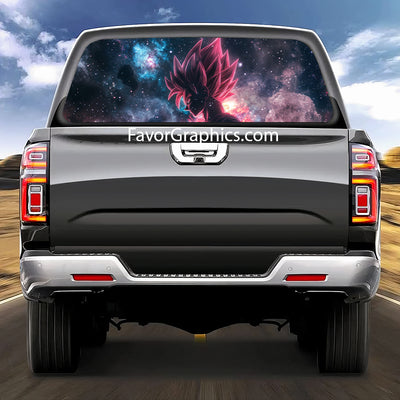 Black Goku Rear Window Perforated Graphic Vinyl Decal Car Truck UTV