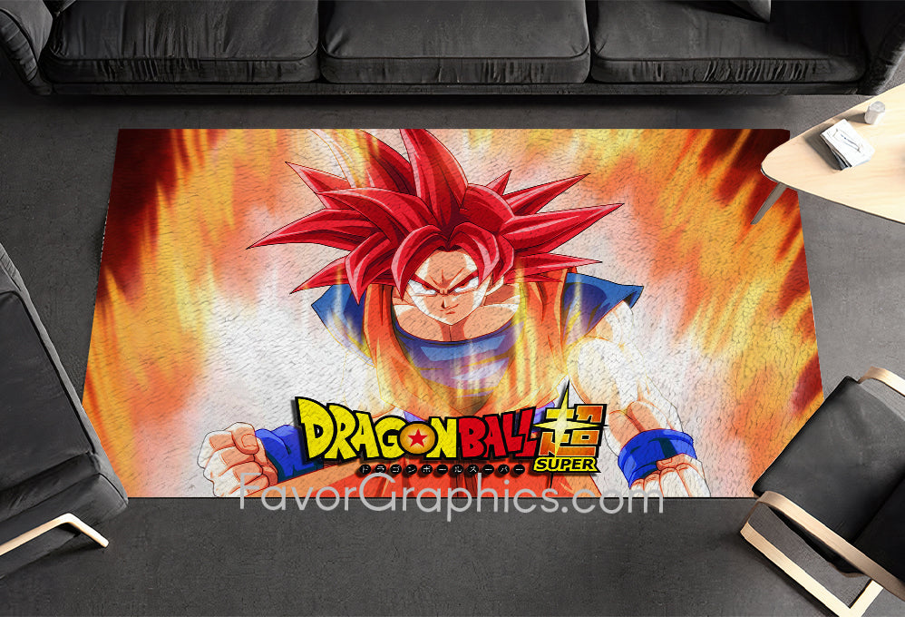 Goku Super Saiyan God Home Bedroom Decor Rug Carpet Mat