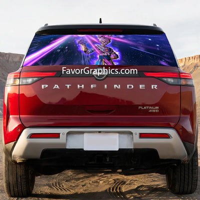 Beerus Dragon Ball Rear Window Perforated Graphic Vinyl Decal Car Truck UTV