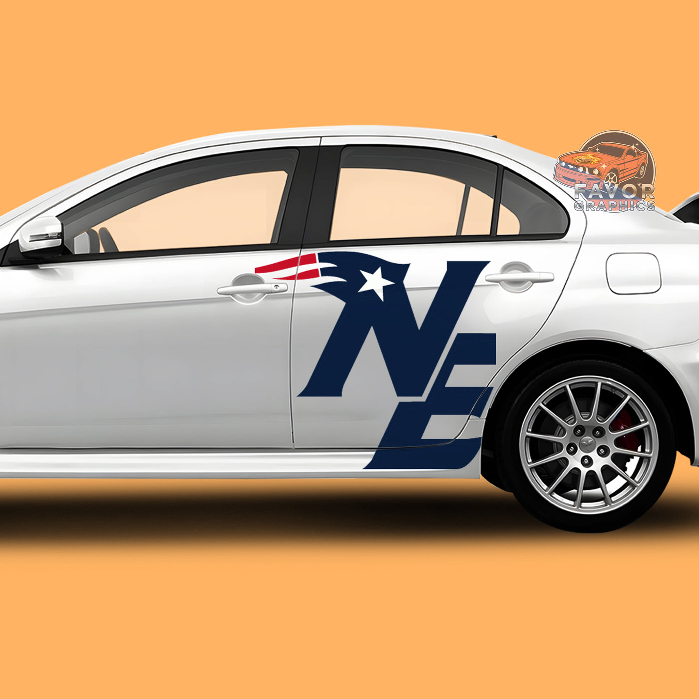 New England Patriots Itasha Car Side Door Decal Vinyl Sticker