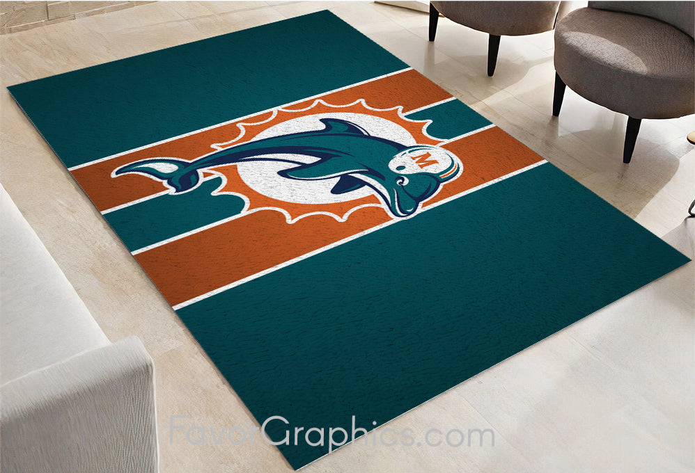 Miami Dolphins Home Bedroom Decor Rug Carpet Mat