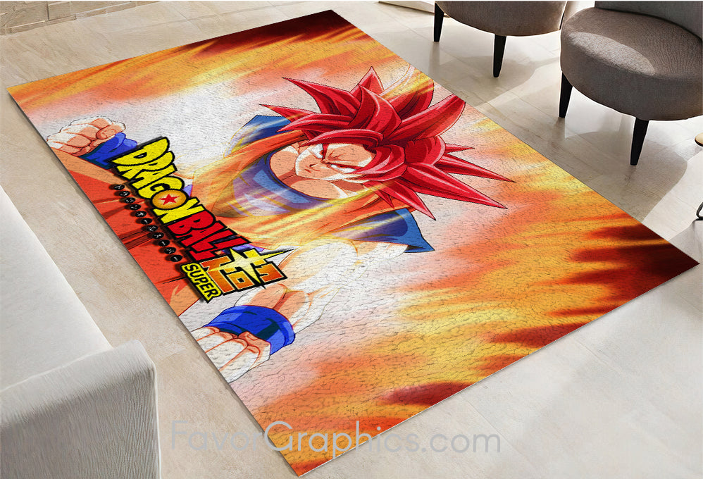 Goku Super Saiyan God Home Bedroom Decor Rug Carpet Mat