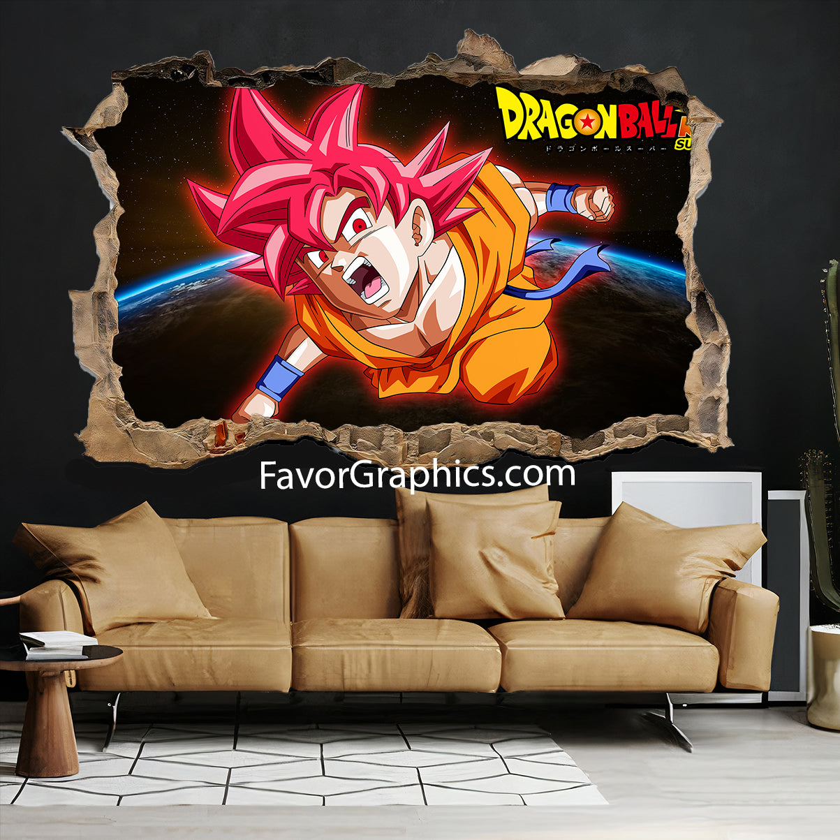 Goku Super Saiyan God Vinyl Wall Art Decal Sticker Poster Print Mural