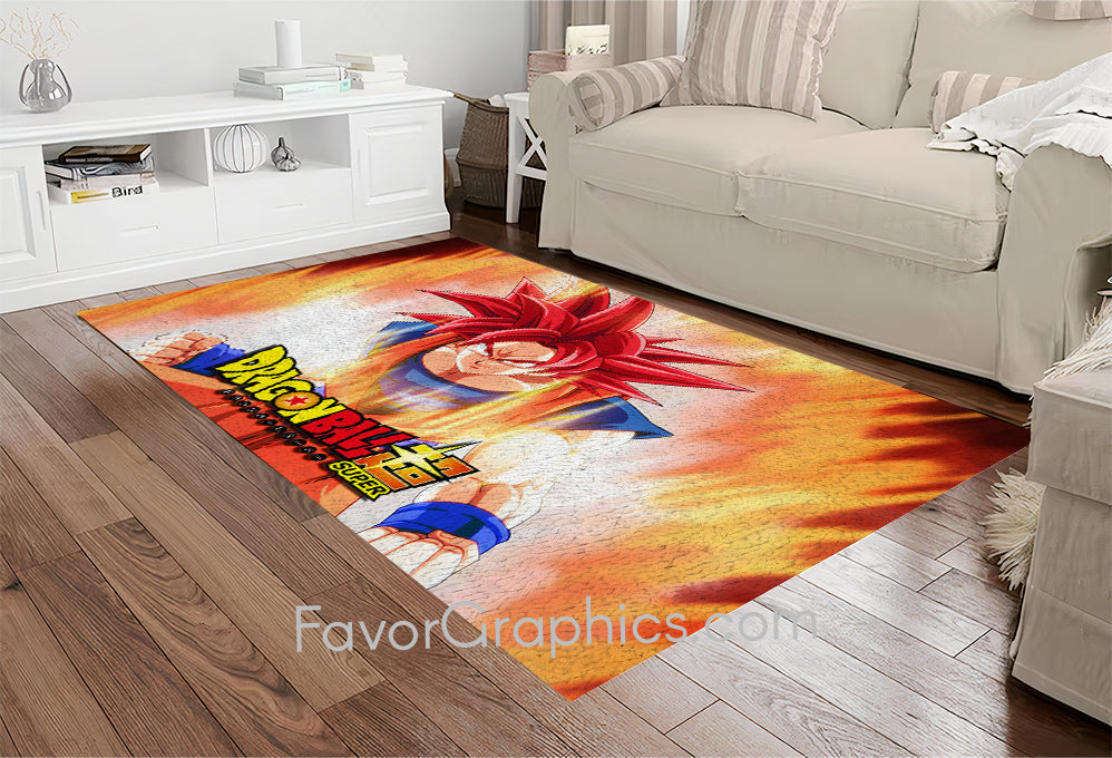 Goku Super Saiyan God Home Bedroom Decor Rug Carpet Mat