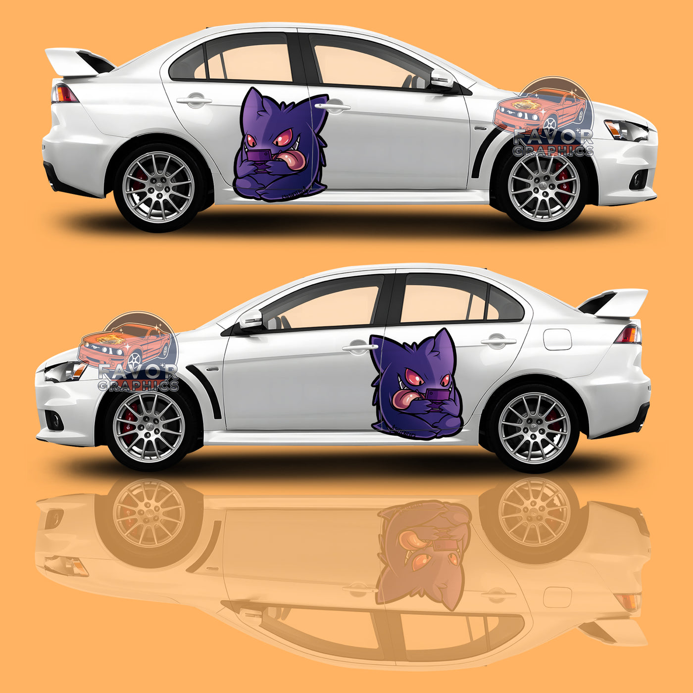 Gengar (Pokemon) Itasha Car Side Door Decal Vinyl Sticker