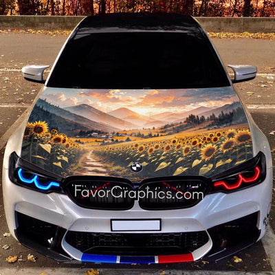 Sunflower Itasha Car Vinyl Hood Wrap Decal Sticker