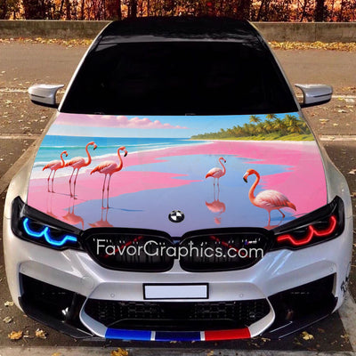 Pink Flamingos Itasha Car Vinyl Hood Wrap Decal Sticker