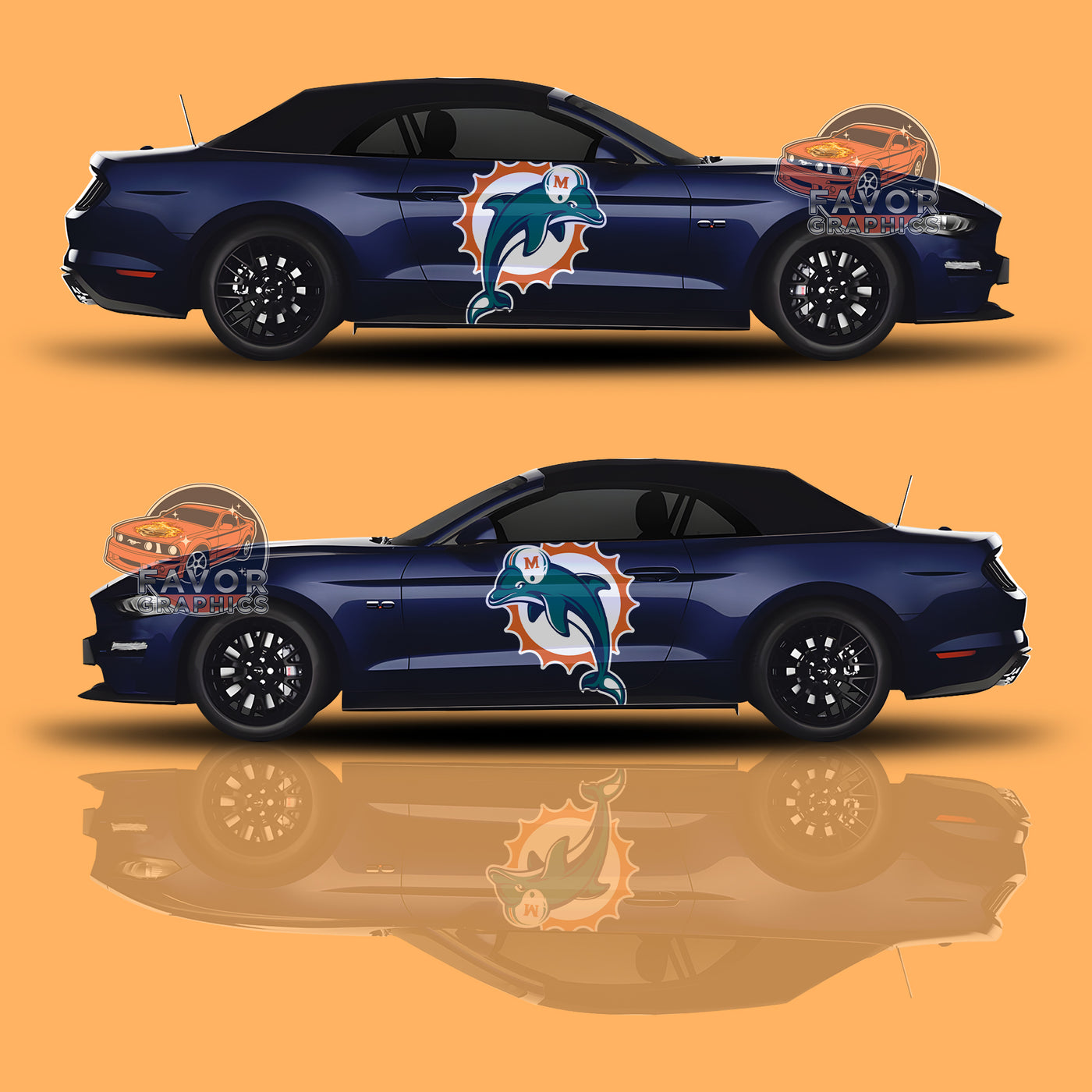 Miami Dolphins Itasha Car Side Door Decal Vinyl Sticker