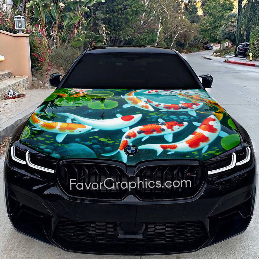 Koi Fish Itasha Car Vinyl Hood Wrap Decal Sticker