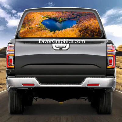 Autumn Forest Rear Window Perforated Graphic Vinyl Decal Car Truck UTV
