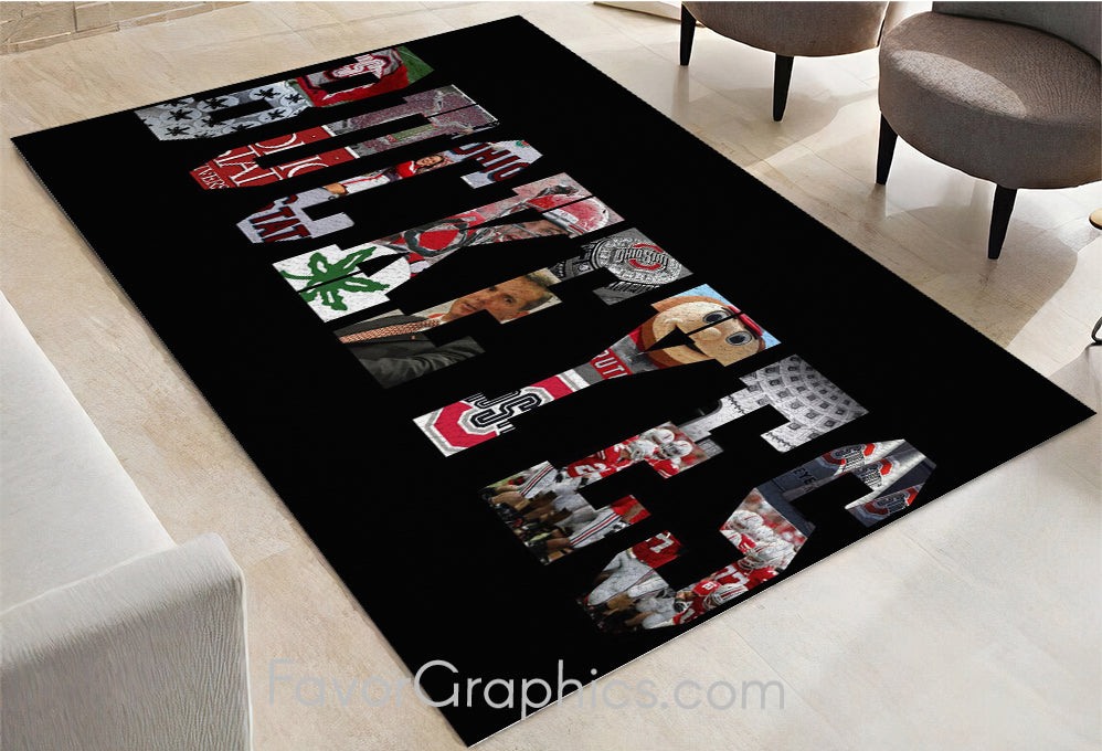 Ohio State Buckeyes Home Bedroom Decor Rug Carpet Mat