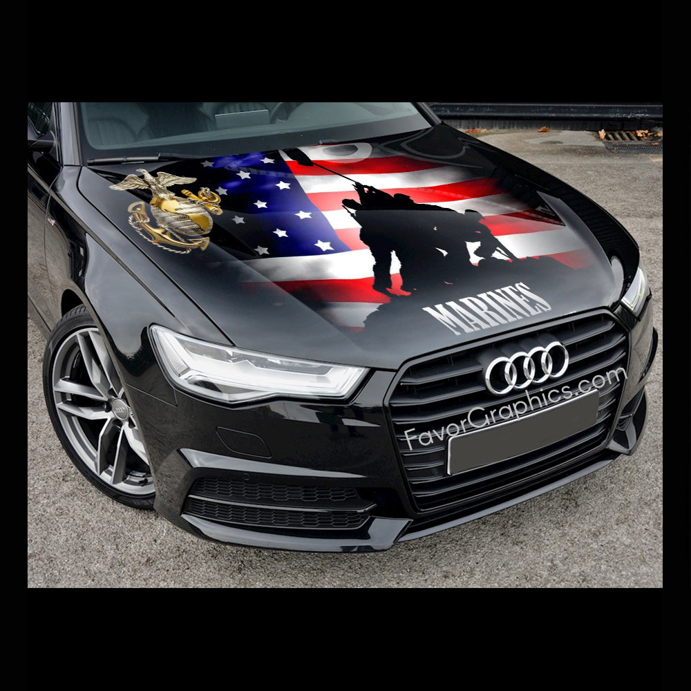 U.S. Marine Corps Itasha Car Vinyl Hood Wrap