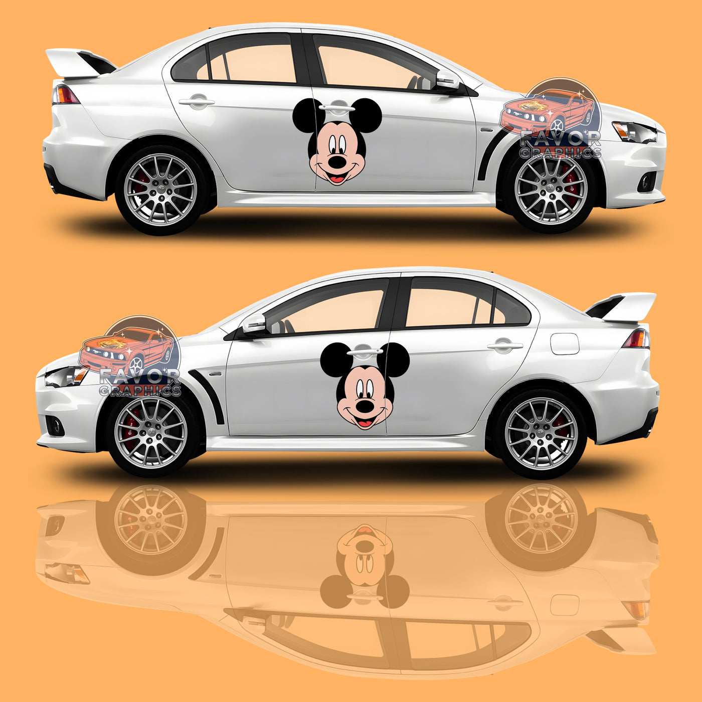 Mickey Mouse Itasha Car Side Door Decal Vinyl Sticker