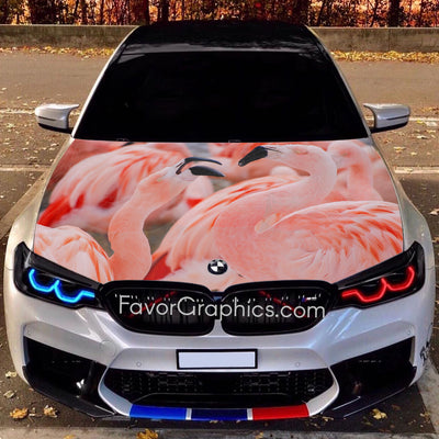 Pink Flamingos Itasha Car Vinyl Hood Wrap Decal Sticker