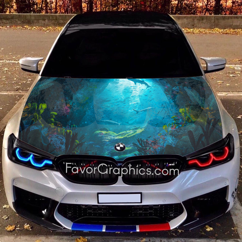 Underwater Under The Sea Itasha Car Vinyl Hood Wrap Decal Sticker