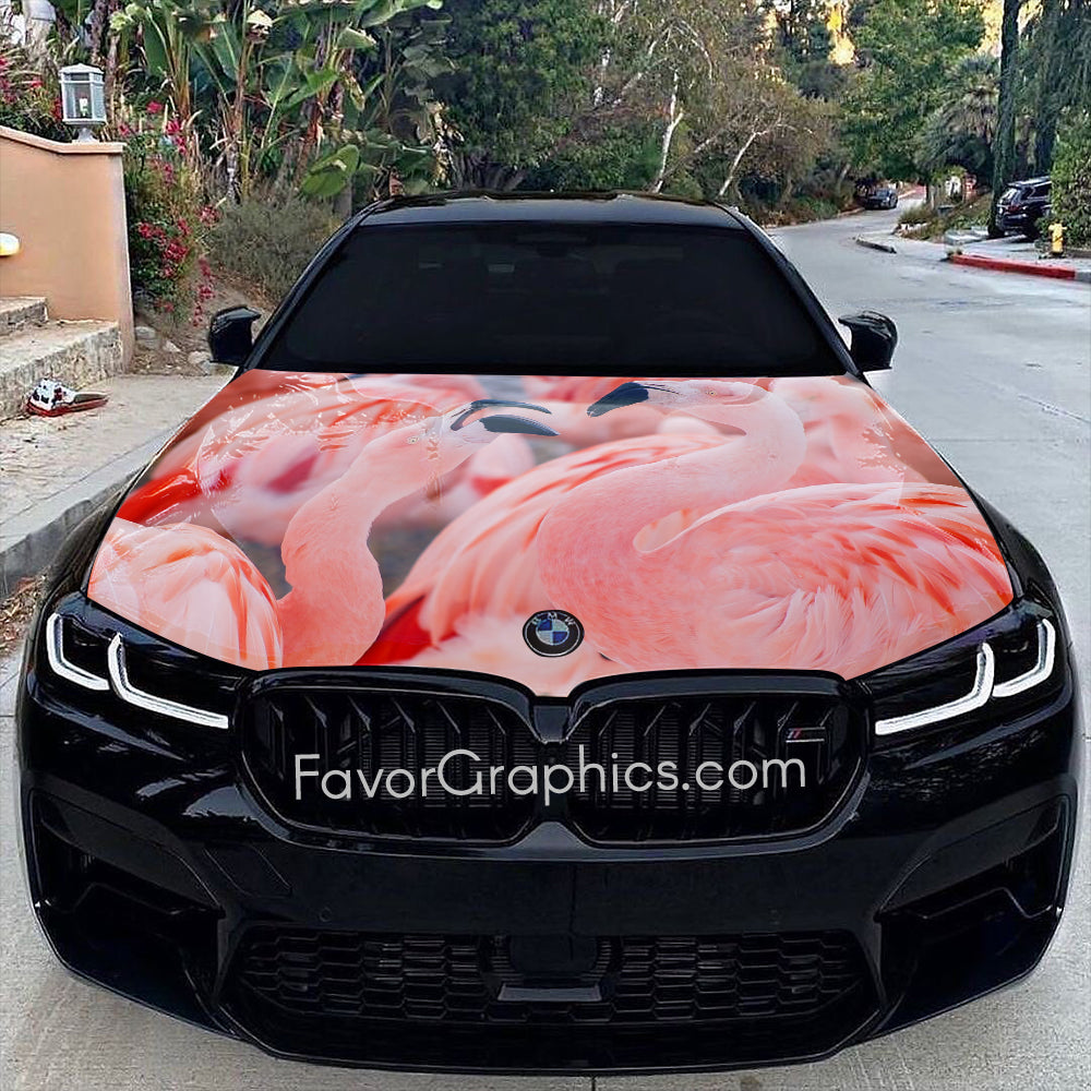 Pink Flamingos Itasha Car Vinyl Hood Wrap Decal Sticker