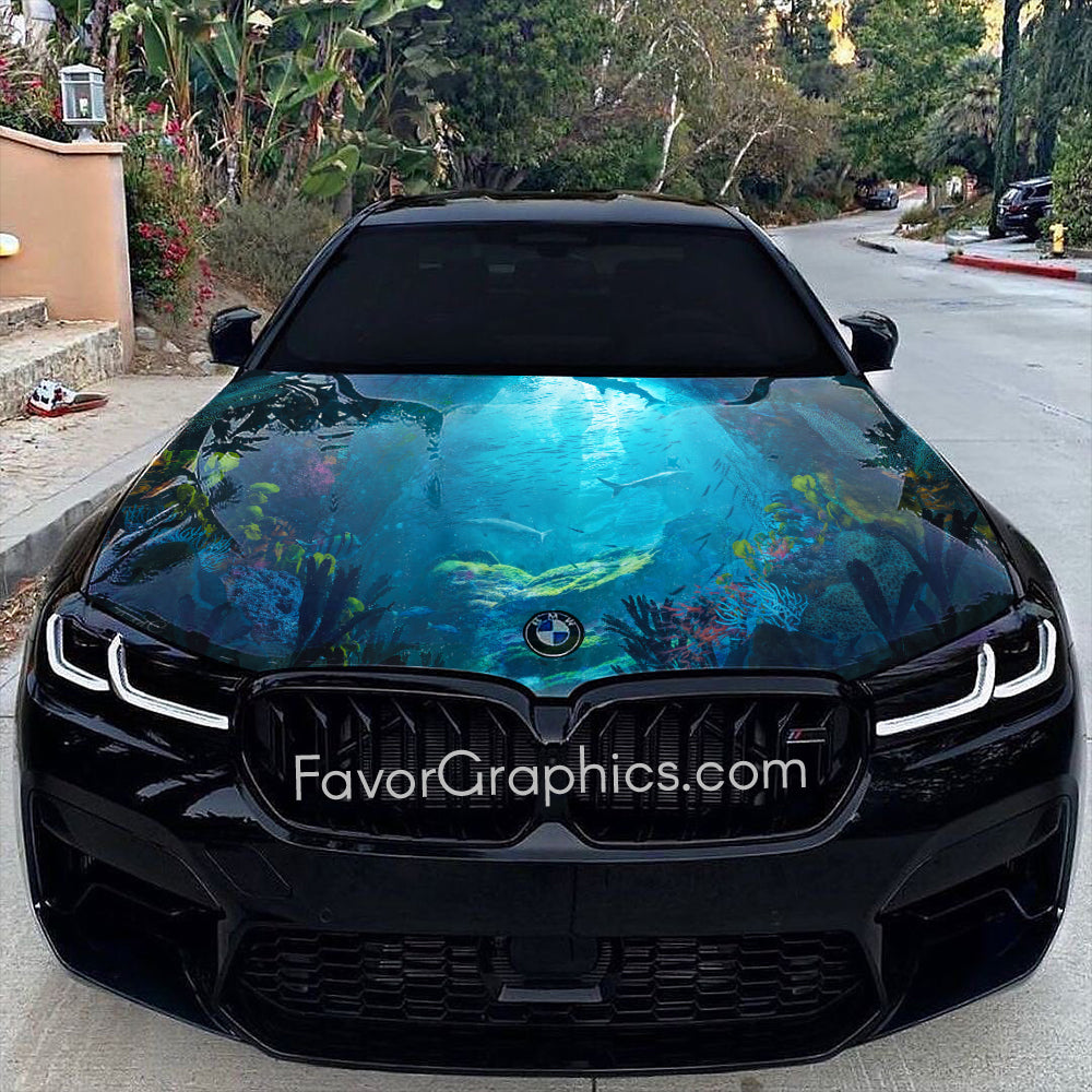 Underwater Under The Sea Itasha Car Vinyl Hood Wrap Decal Sticker