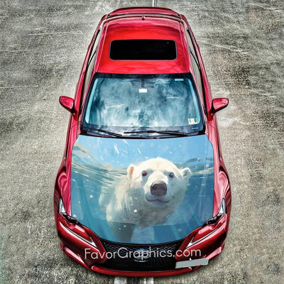 Polar Bear Itasha Car Vinyl Hood Wrap Decal Sticker