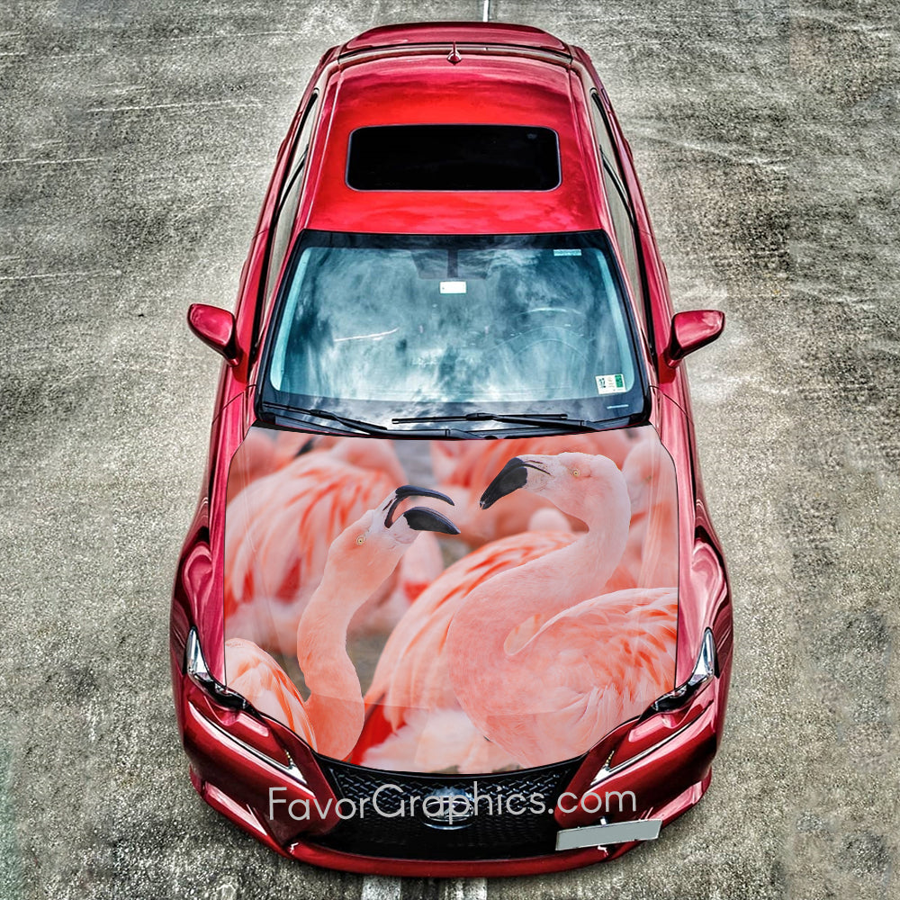 Pink Flamingos Itasha Car Vinyl Hood Wrap Decal Sticker