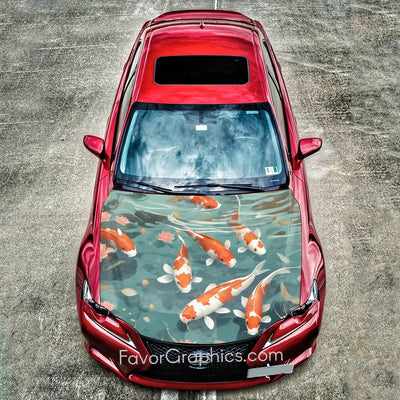 Koi Fish Itasha Car Vinyl Hood Wrap Decal Sticker