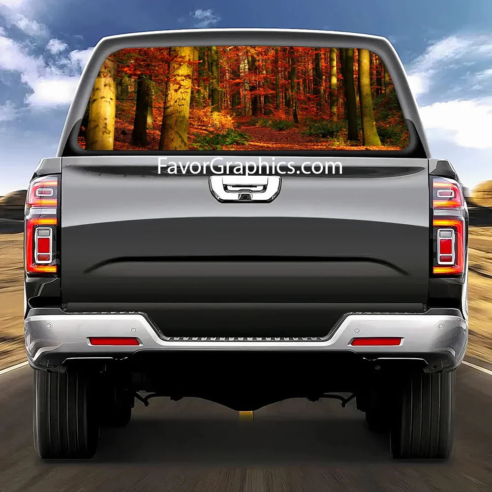 Autumn Forest Rear Window Perforated Graphic Vinyl Decal Car Truck UTV