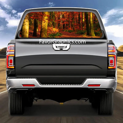 Autumn Forest Rear Window Perforated Graphic Vinyl Decal Car Truck UTV