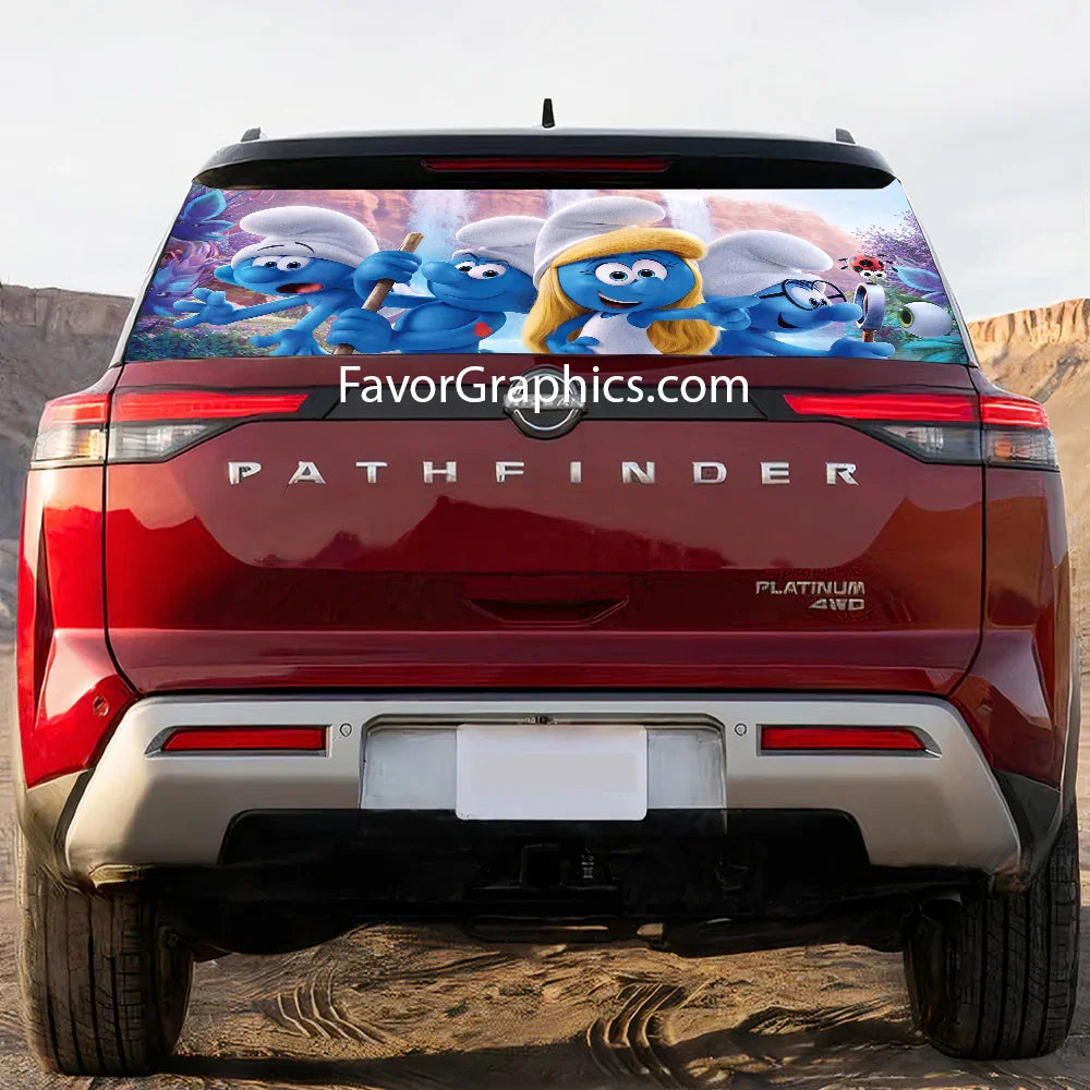 The Smurfs Rear Window Perforated Graphic Vinyl Decal Car Truck UTV