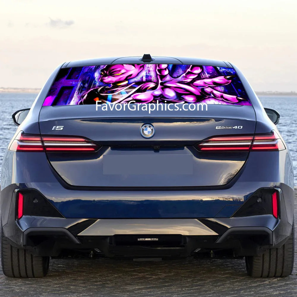 Beerus Dragon Ball Rear Window Perforated Graphic Vinyl Decal Car Truck UTV