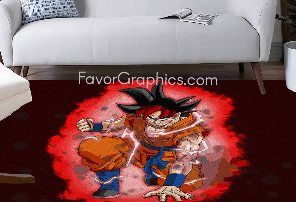 Goku Super Saiyan God Home Bedroom Decor Rug Carpet Mat