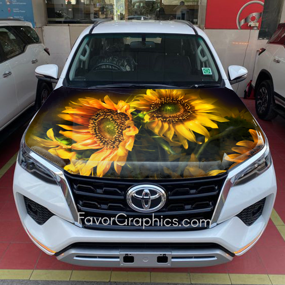 Sunflower Itasha Car Vinyl Hood Wrap Decal Sticker