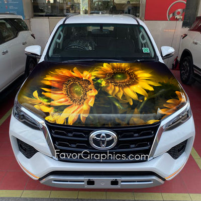 Sunflower Itasha Car Vinyl Hood Wrap Decal Sticker