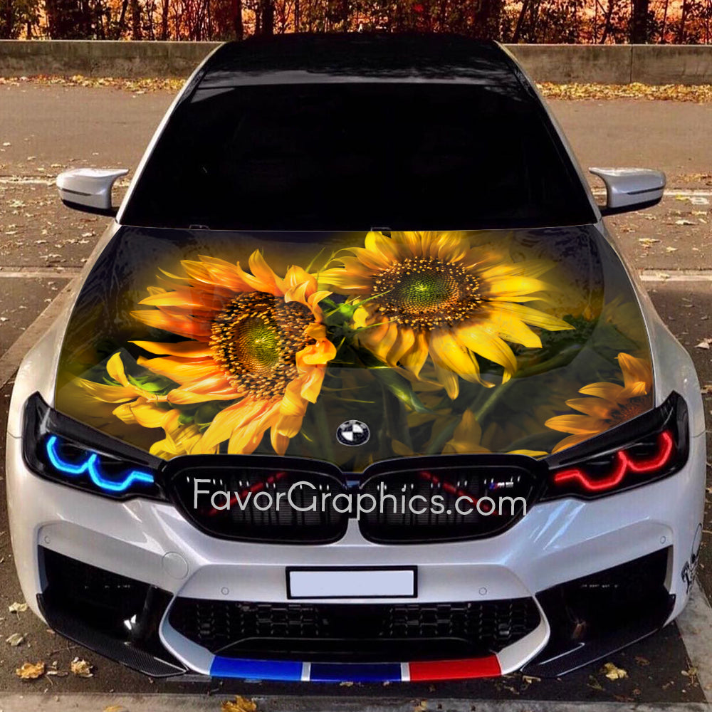 Sunflower Itasha Car Vinyl Hood Wrap Decal Sticker