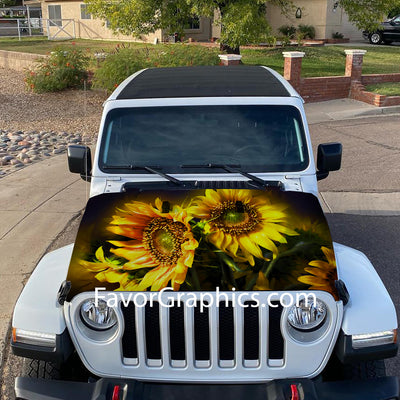 Sunflower Itasha Car Vinyl Hood Wrap Decal Sticker