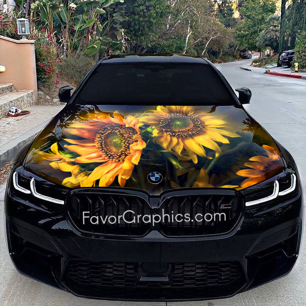 Sunflower Itasha Car Vinyl Hood Wrap Decal Sticker