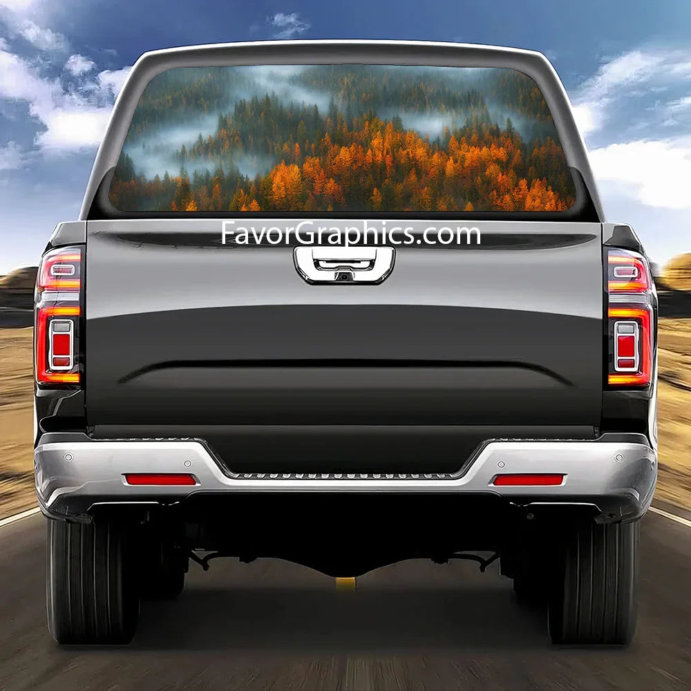 Autumn Forest Rear Window Perforated Graphic Vinyl Decal Car Truck UTV