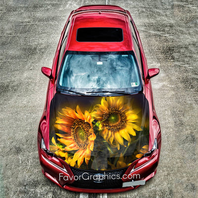 Sunflower Itasha Car Vinyl Hood Wrap Decal Sticker