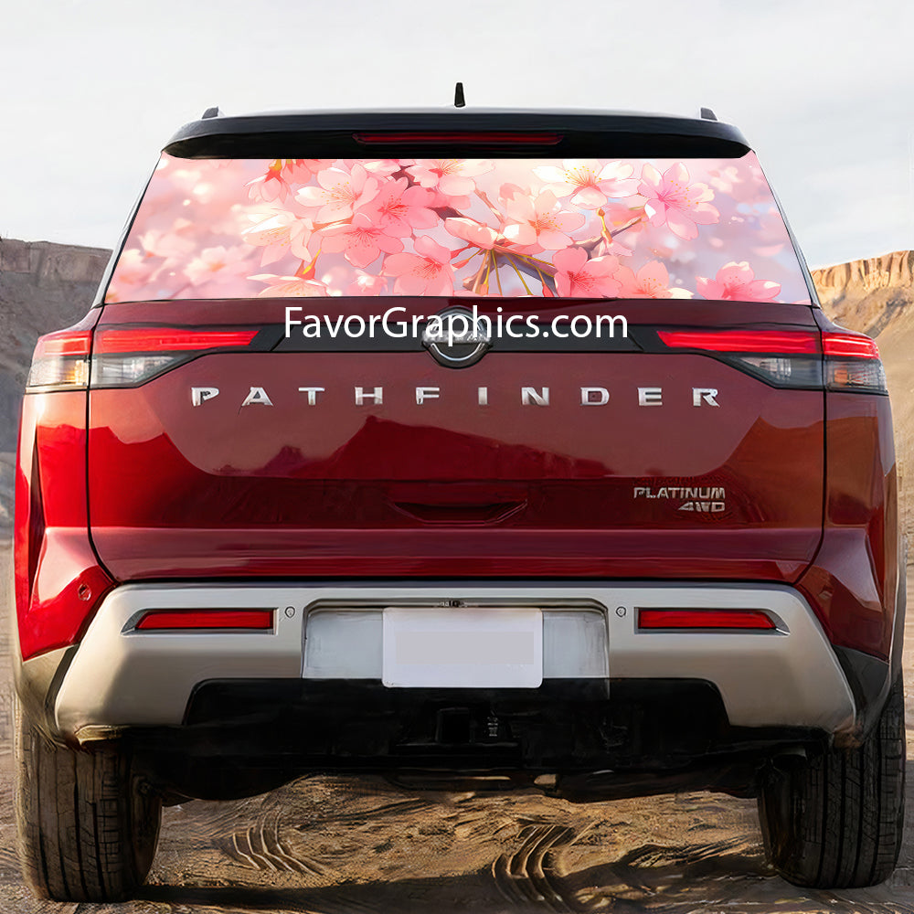 Cherry Blossom Rear Window Perforated Graphic Vinyl Decal Car Truck UTV