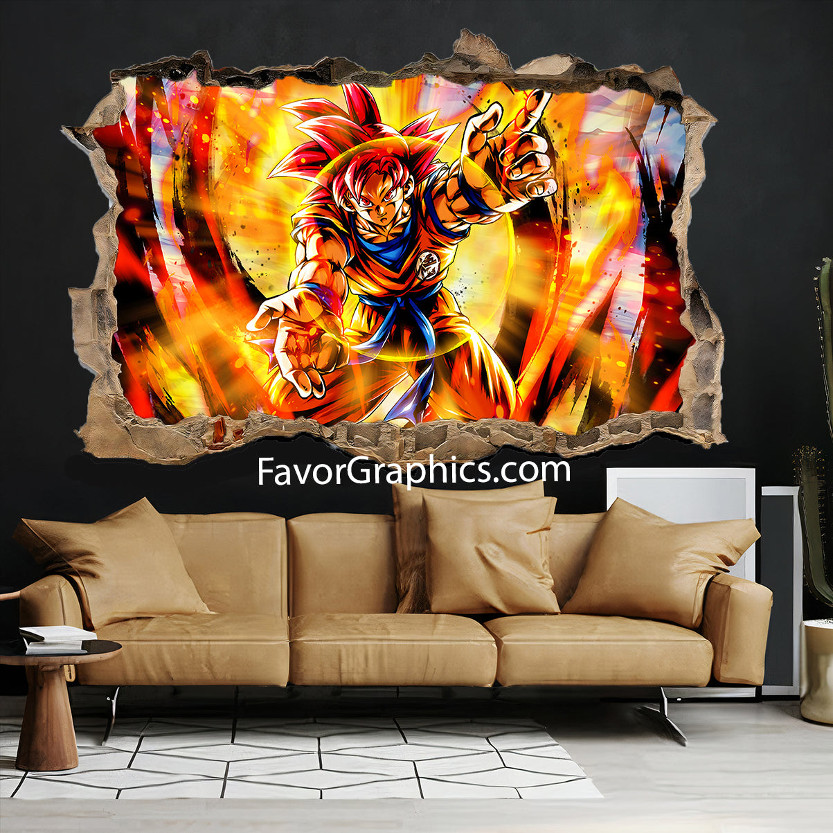 Goku Super Saiyan God Vinyl Wall Art Decal Sticker Poster Print Mural