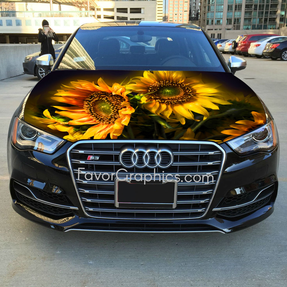 Sunflower Itasha Car Vinyl Hood Wrap Decal Sticker