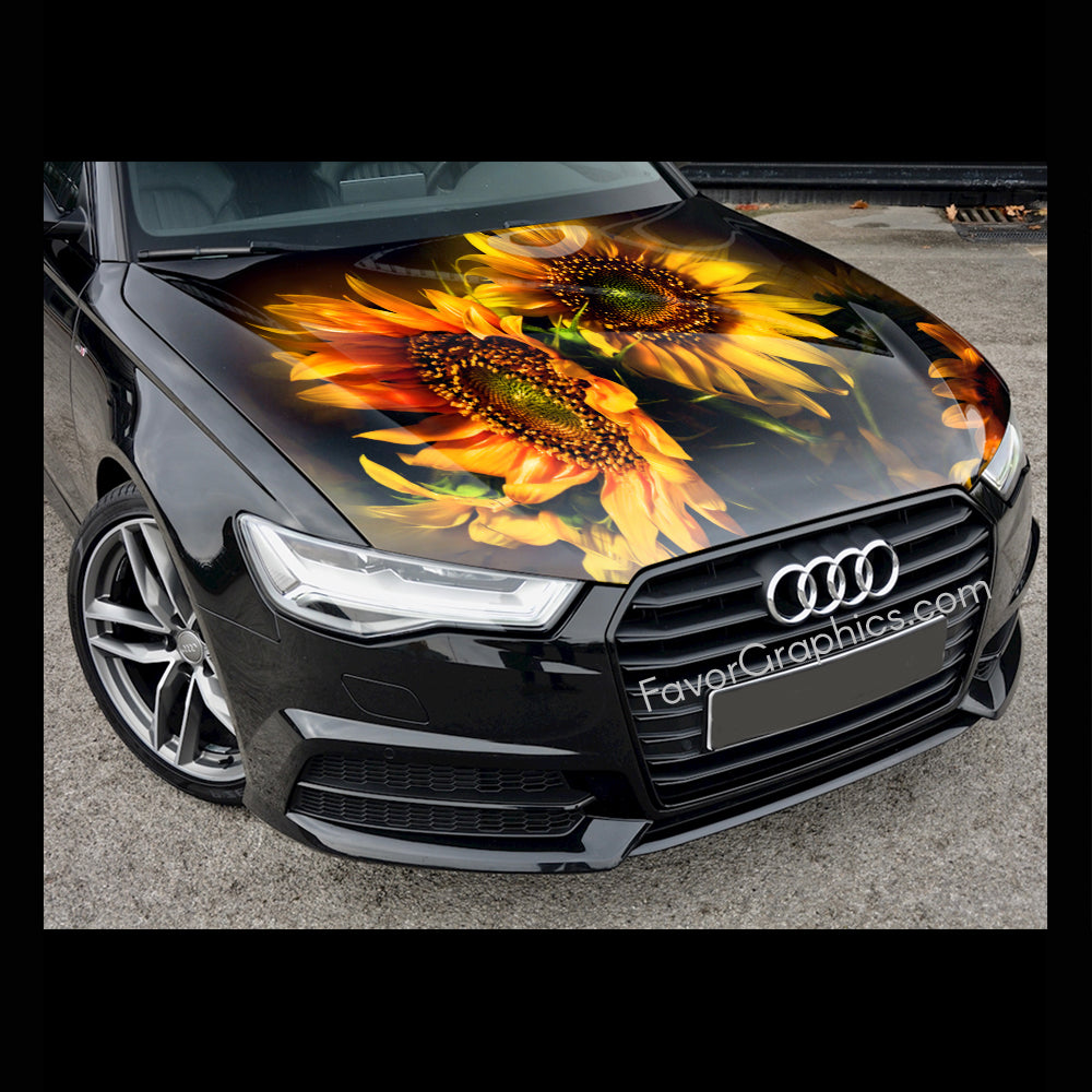 Sunflower Itasha Car Vinyl Hood Wrap Decal Sticker