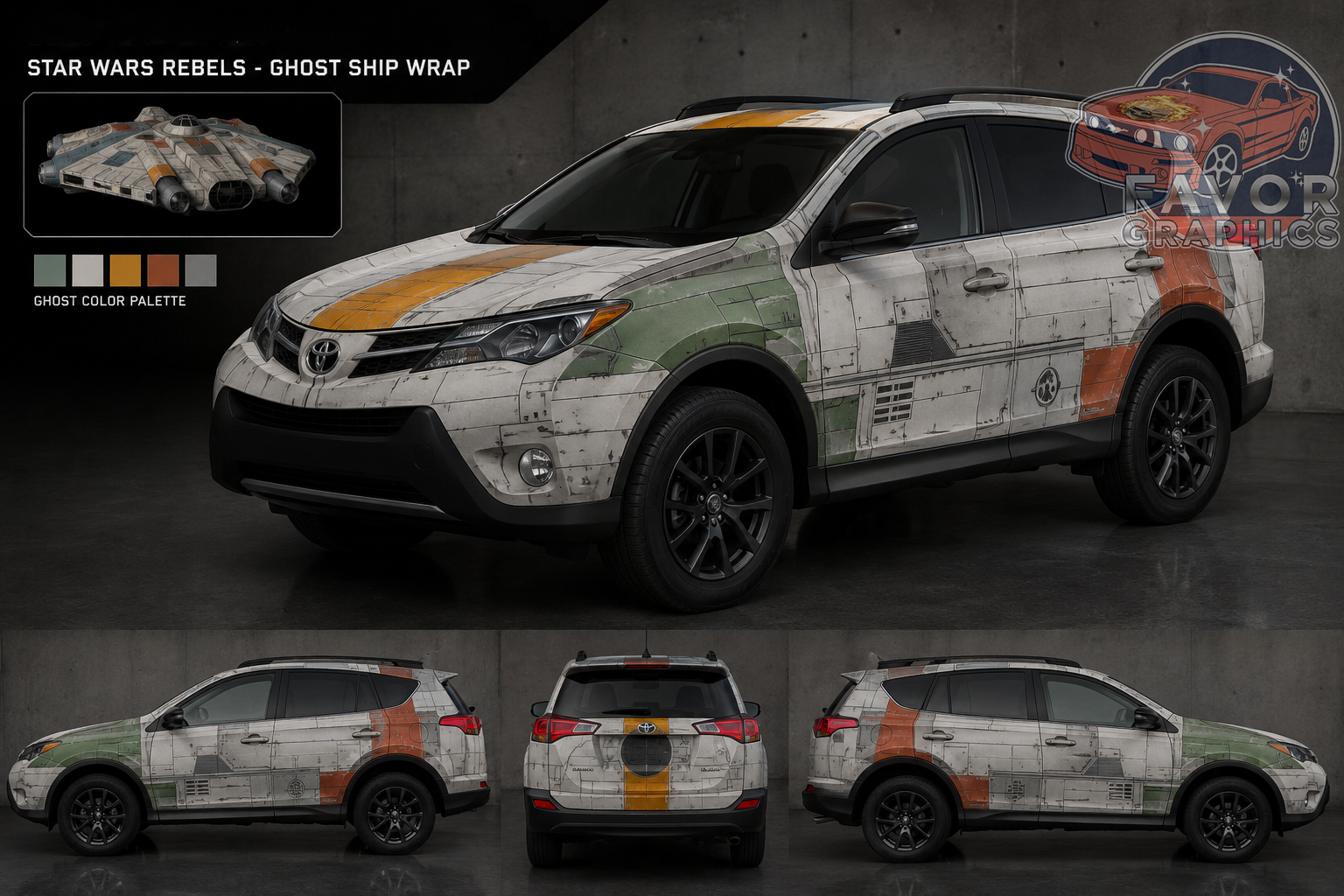 Star Wars Rebels Ghost Ship Itasha Full Car Vinyl Wrap Decal Sticker ...